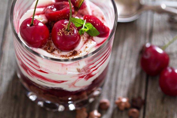 cherries over over Greek yogurt