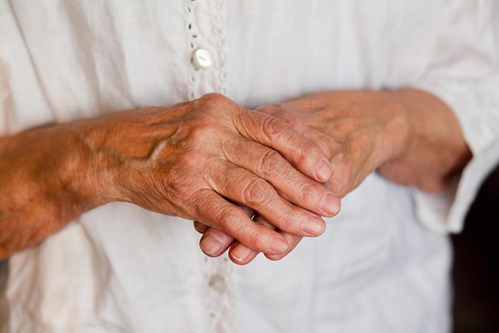closeup of an elderly woman's hands
