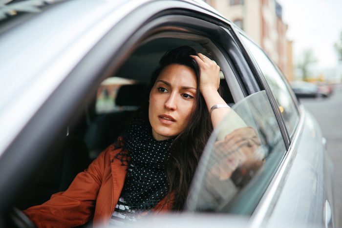 stressed woman driving