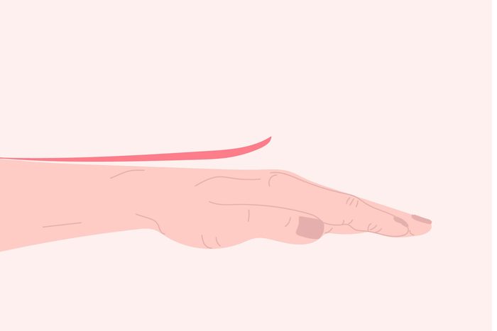 illustration of hand with piece of paper on top