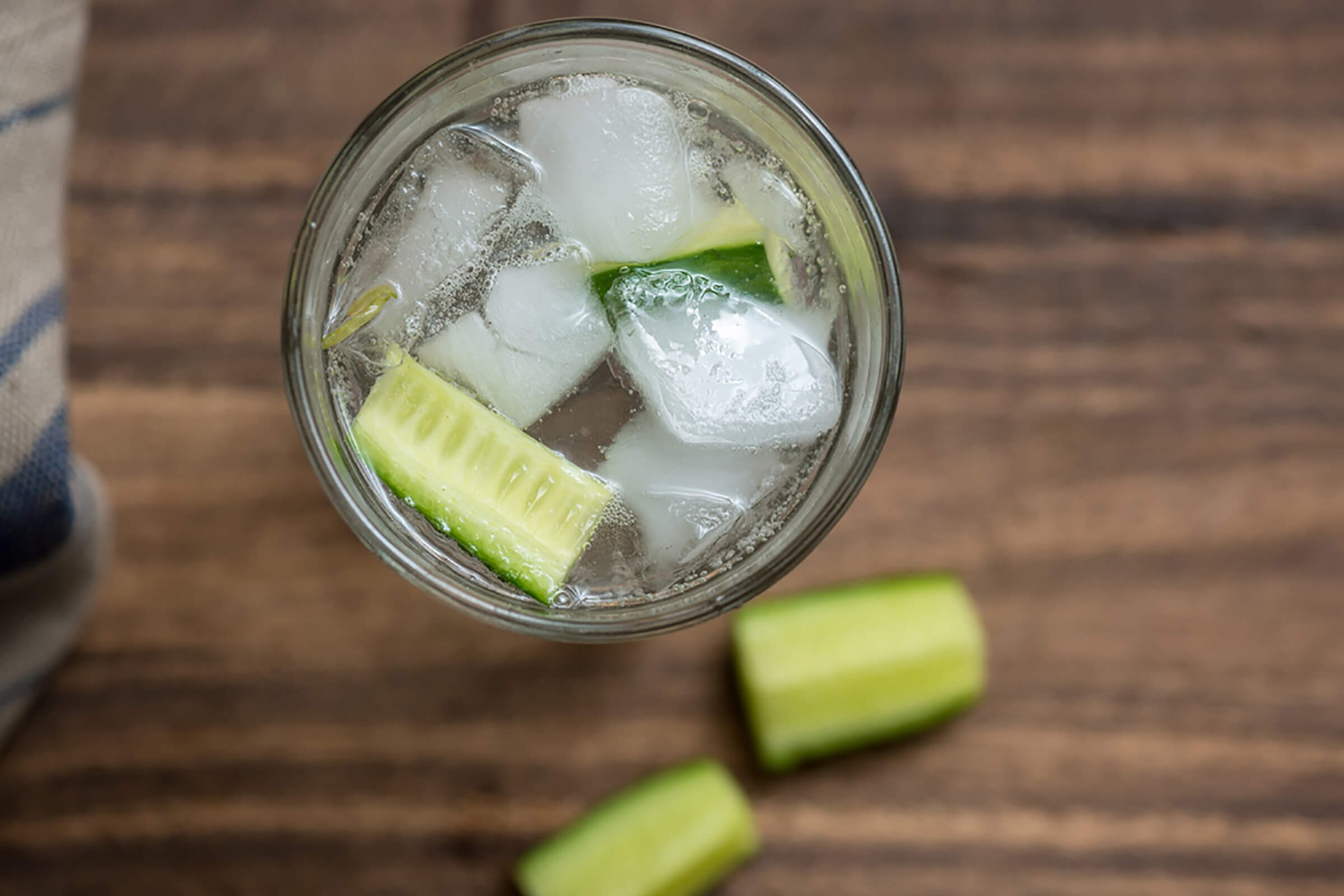 water with cucumbers