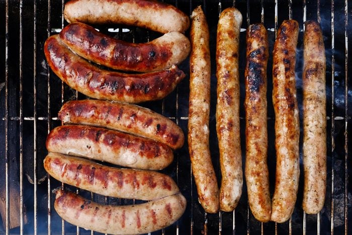 grilling sausages and hot dogs