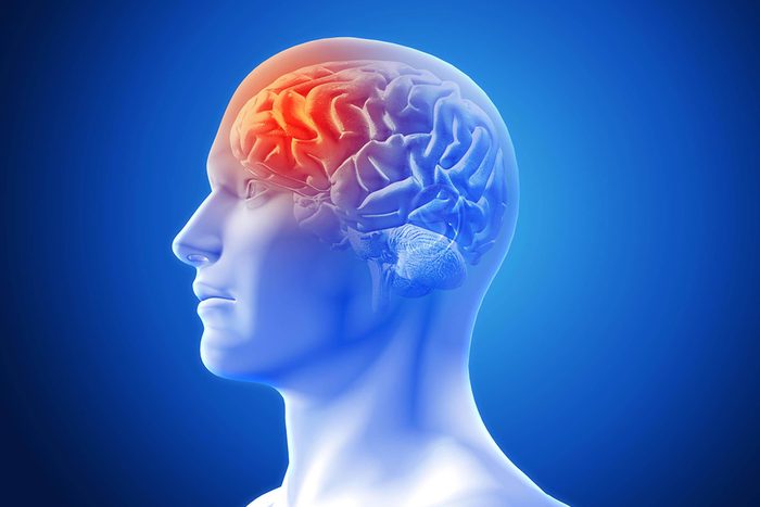 illustration of a brain inside a man's head