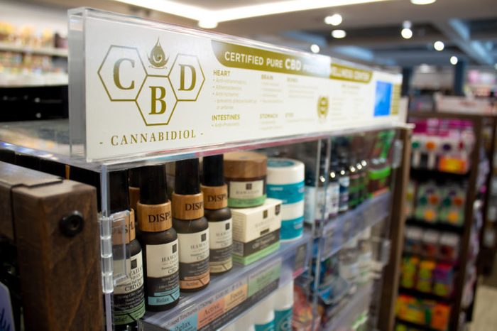 cbd oil and creams display