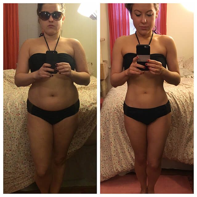 Danielle Page taking before-and-after selfies in a bathing suit
