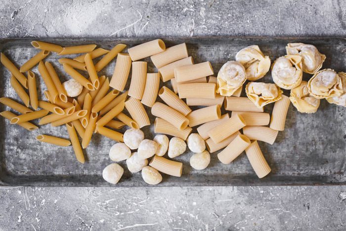 selection of uncooked pasta
