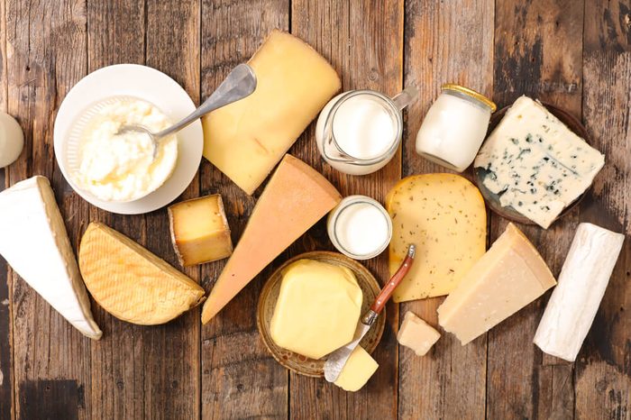 dairy products: cheese, yogurt, and milk