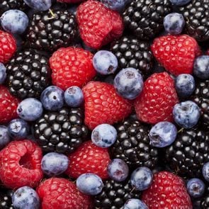 Raspberry, blackberry and blueberry background