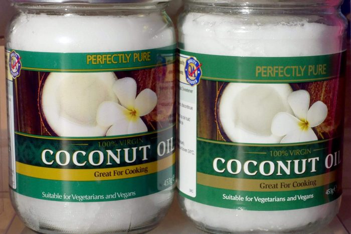 Jars of coconut oil for cooking