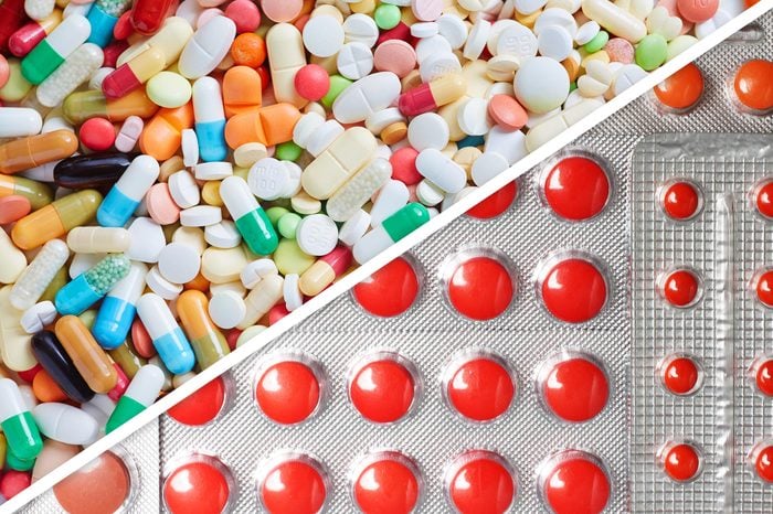 antibiotics side by side with iron pills