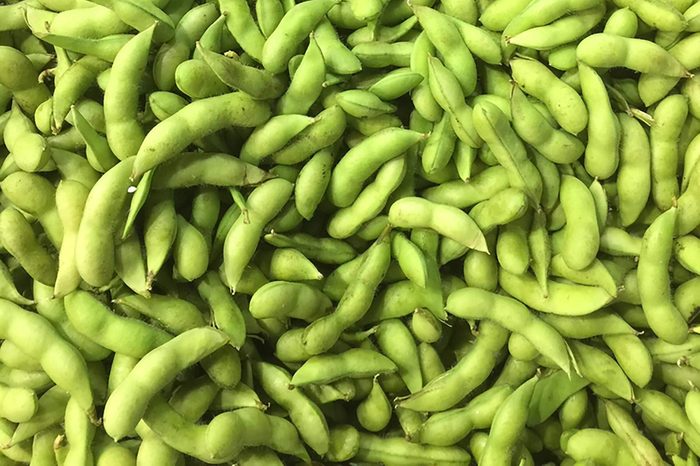 pile of vegetable soybeans, green soybeans, edamames or called edamame beans, background