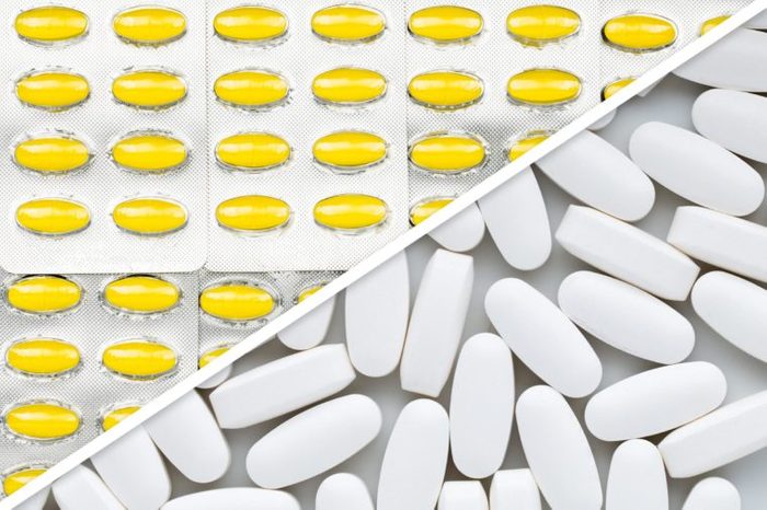 yellow supplements next to white pills
