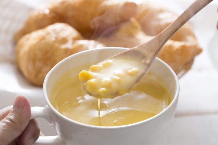 Cup of creamed corn soup
