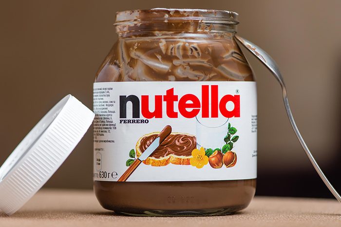 Jar of Nutella Hazelnut on a bokeh background