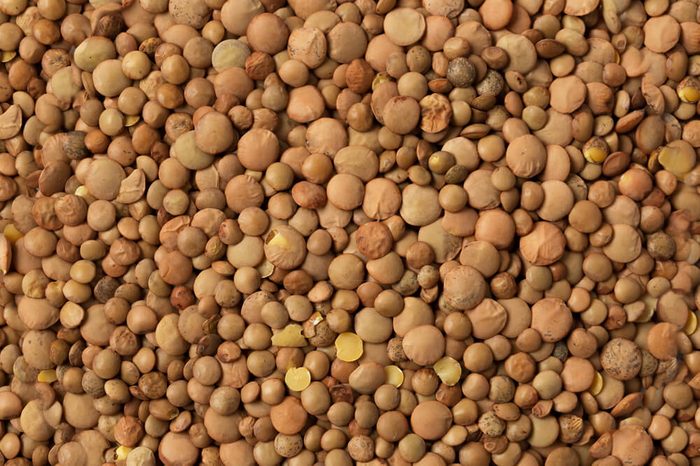 Dry brown lentils beans.