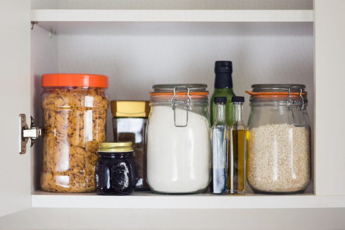 kitchen containers in cabinet