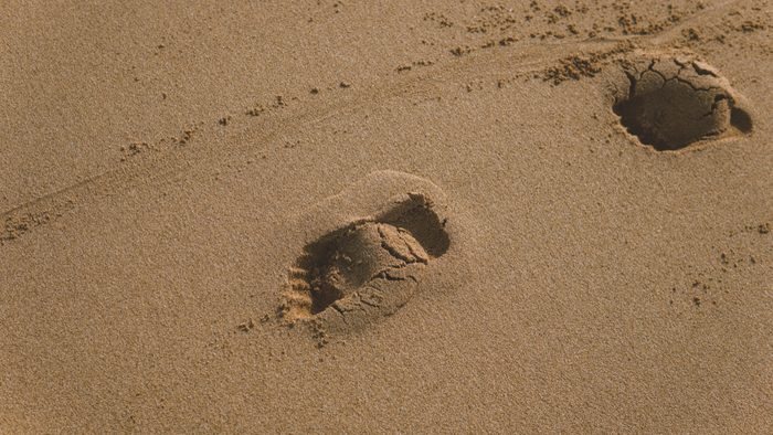 footprint in the beach sand