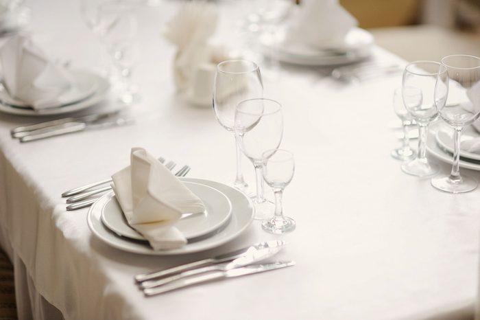 Table set with salad plates 