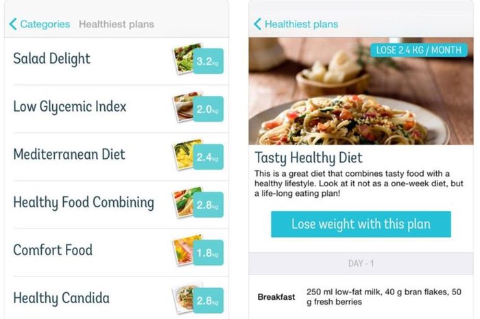 Meal planning page for Diet Point Weight Loss