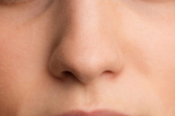 Teenager's nose close up.