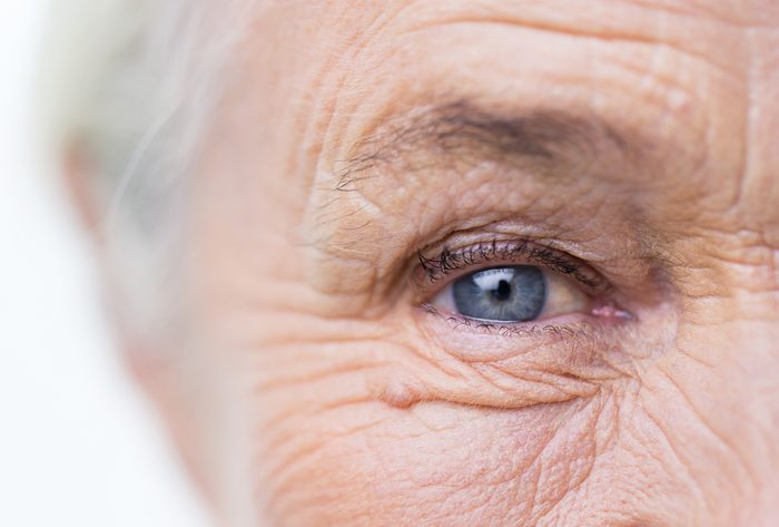 closeup of older woman's eye