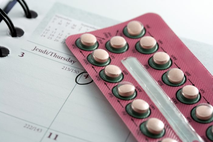 Closeup of a birth control pills