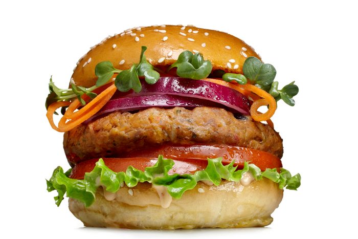 veggie burger on white background