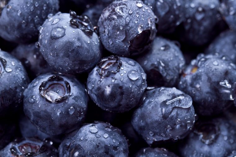 fresh blueberries with water droplets