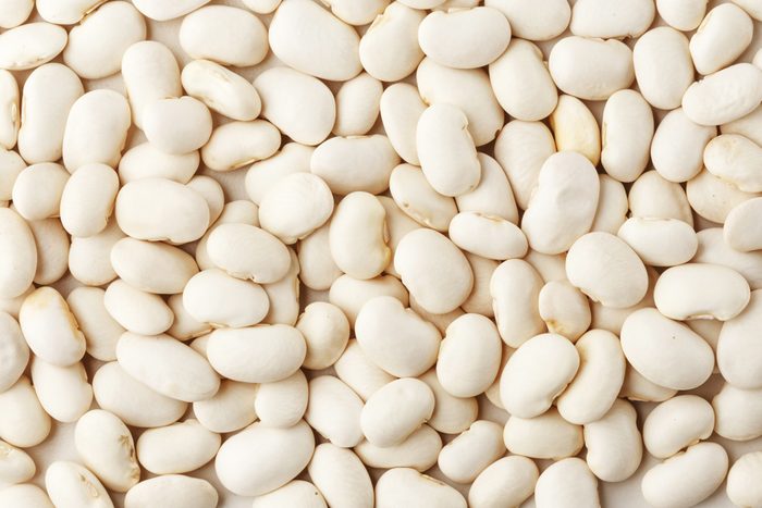 White beans. View from above. Macro. Texture.
