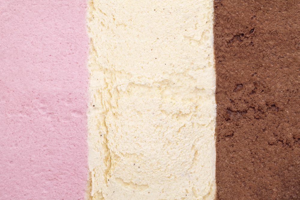ice cream background with strawberry, vanilla and chocolate
