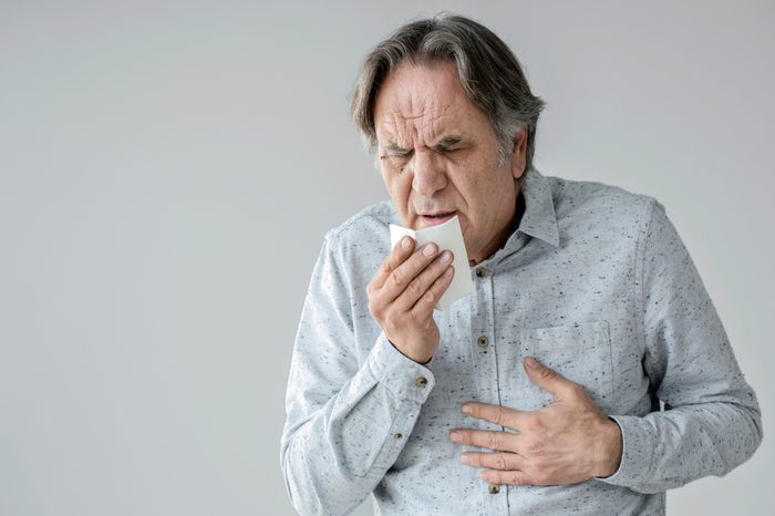 old man coughing