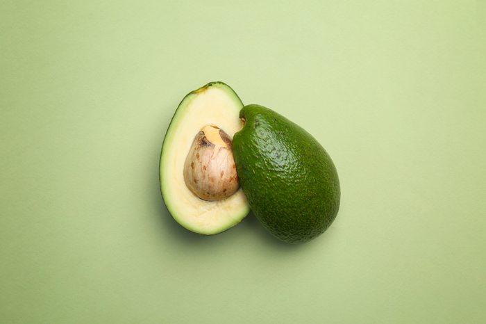 Avocado cut in half. 