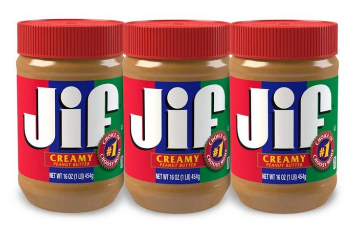 three jars of Jif peanut butter