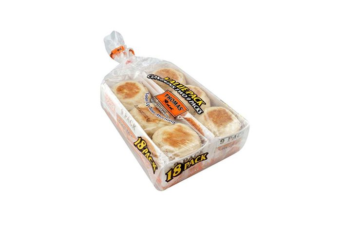 two packages of English muffins