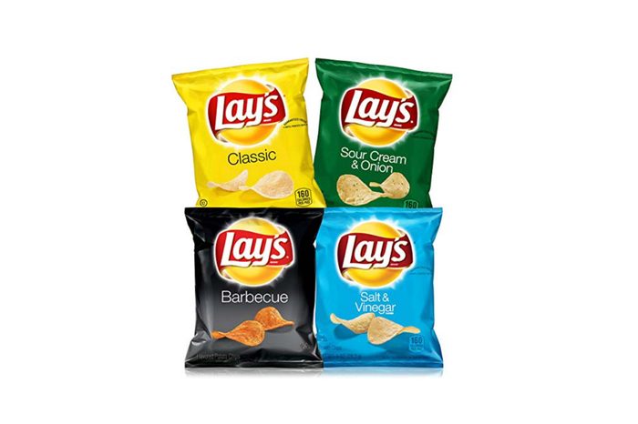 four bags of Lay's potato chips