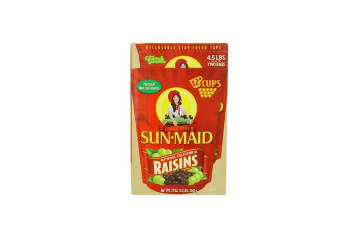 two bags of Sun-Maid raisins