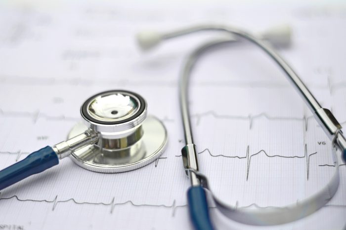 Healthy concept: Stethoscope and electrocardiogram (ECG, EKG).