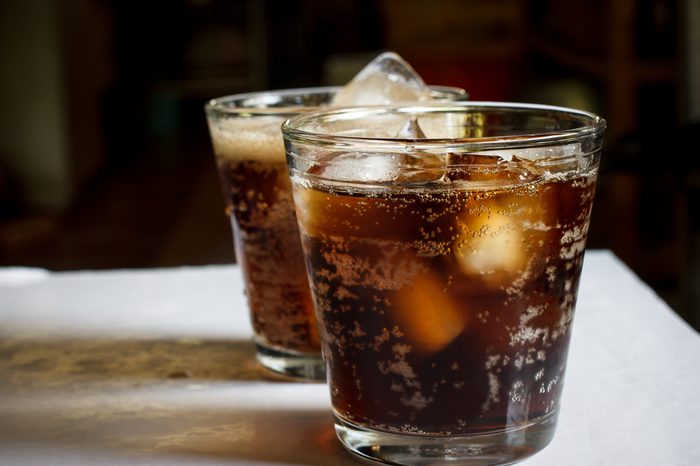 two icy glasses of cola