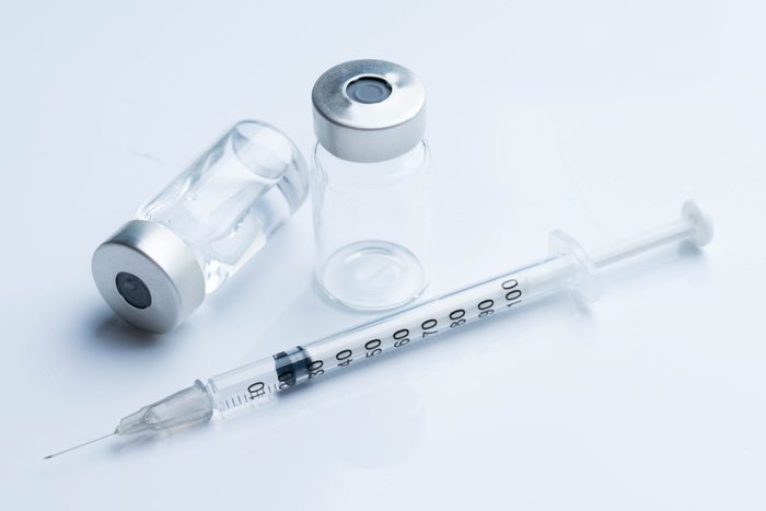 medicine bottle for injection medical glass vials and syringe for vaccination