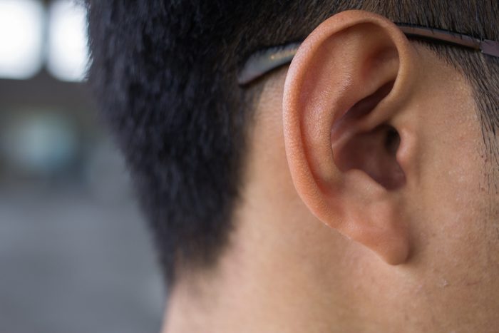 Close up of man's ear