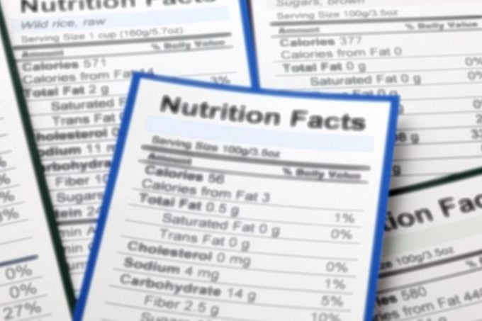close-up of nutrition label