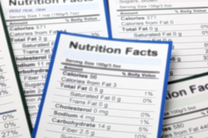close up of nutrition label