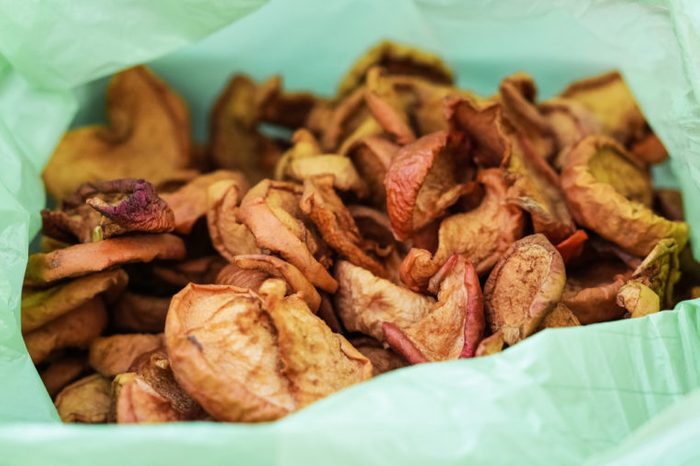 Dried apples in a bag