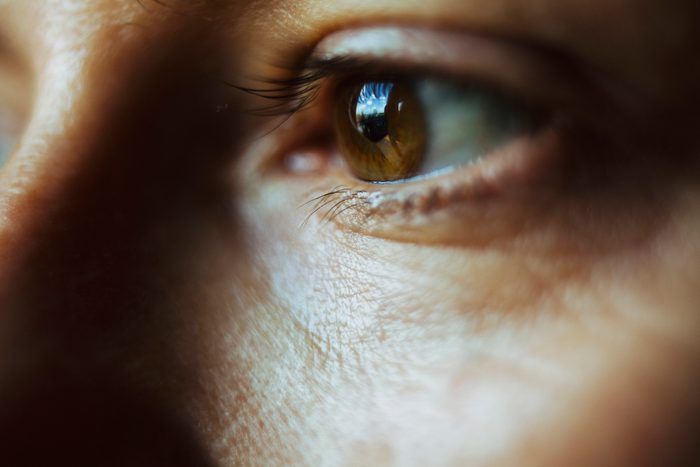 close up of woman's eye