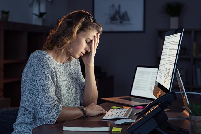 stressed woman work computer