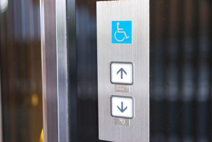 Disabled sign in the lift