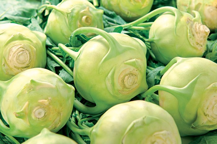Green Kohlrabi on white background raw for vegetable
