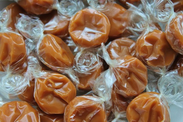 toffee caramels wrapped butterscotch fudge in clear wrapper caramel sweet treat Individually 