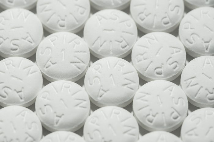 Macro shot of white aspirin pills