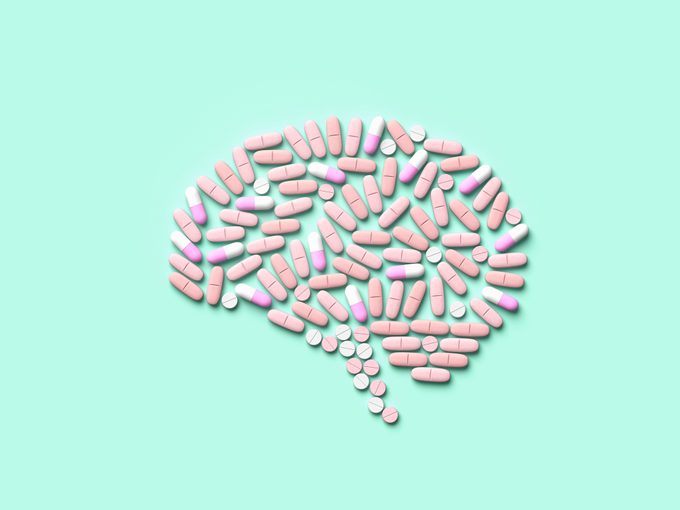 pills in the shape of the brain